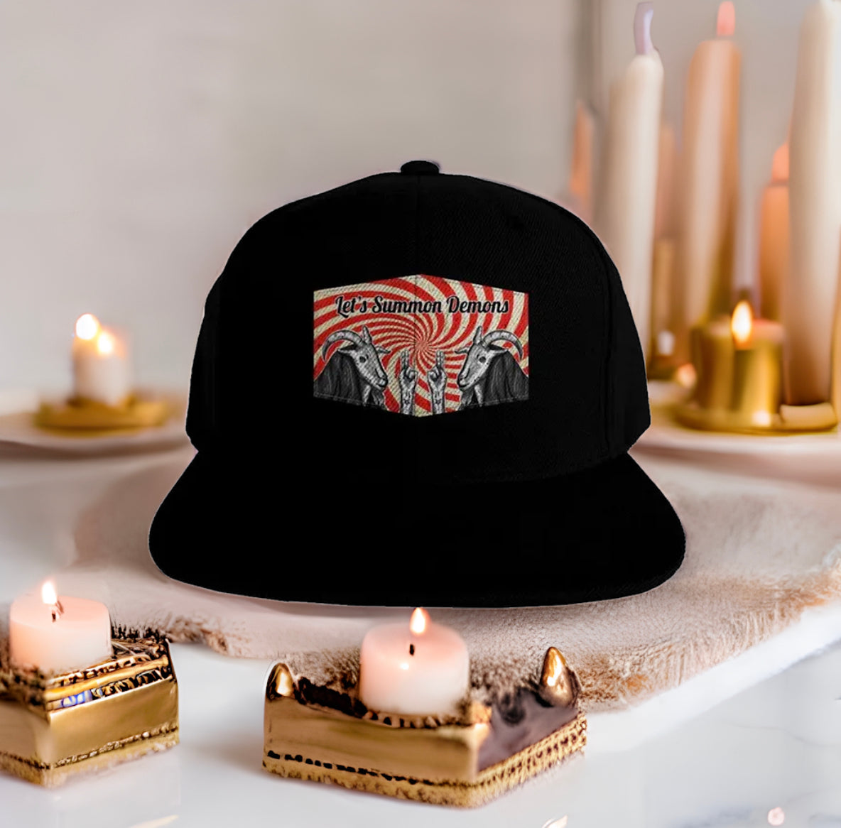 Embroidered Let's Summon Demons Premium Unisex Snapback Hat